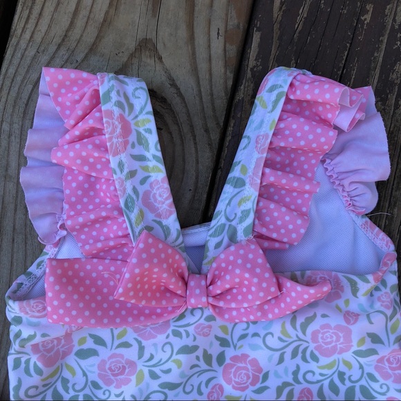 Pink Floral, Ruffle Swim Suit + Matching Skirt - Picture 5 of 5